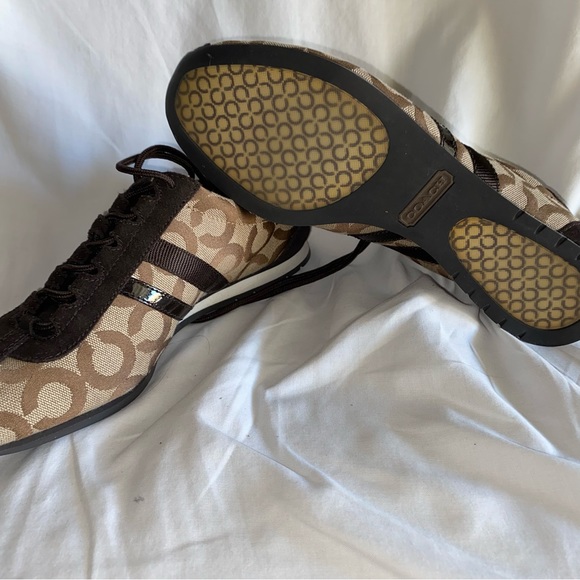 VINTAGE COACH Khaki Brown Signature Canvas Kathleen Sneaker- Women's 9 - Picture 3 of 4